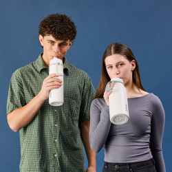 B.BOX Nerezová termolahev s brčkem 690 ml - white out