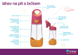 B.box láhev na pití s brčkem- 450 ml