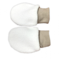 Bavlněný oteplený overálek s kapucí, rukavičky, botky, 3D sada Nature - taupe