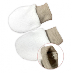 Bavlněný oteplený overálek s kapucí, rukavičky, botky, 3D sada Nature - taupe