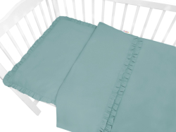 Povlečení do postýlky s volánkem pudrově tmavá mátová