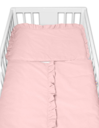 Povlečení do postýlky s volánkem pudrově růžové