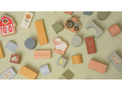 Little Dutch Kostky dřevěné 50 ks v tubě Farma