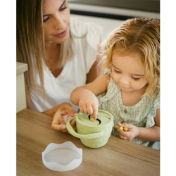 Skládací silikonový HRNEK na svačinku - zelený