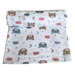 osuška/zavinovací plena prem 120x120 cm potisk medvídkové