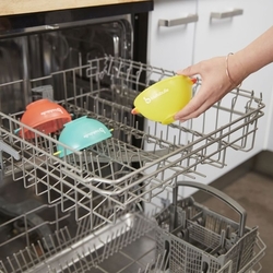 Badabulle  miseky s víčky a přísavkou Tyrkys/Orange/Yellow