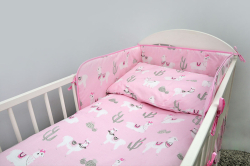 Povlečení do postýlky Lama růžová 