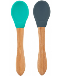 Minikoioi lžička s bambusovou rukojetí 2 ks - Green / Deep Blue