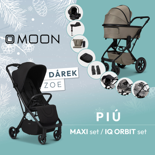 Moon PIÚ maxi set black matt - MUD 2025 + dárek kočárek zoe